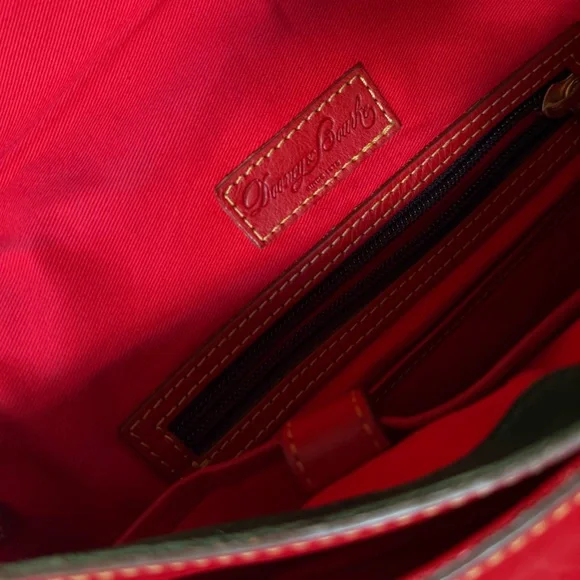 Dooney & Burke Florentine Vintage Flap Saddle Bag Crossbody in Red - Picture 7 of 9